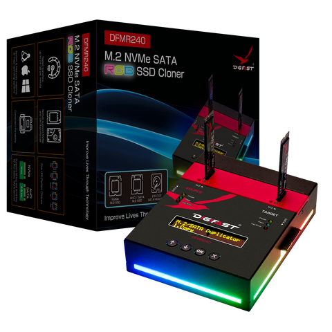 Digifast M.2 NVMe SATA RGB Cloner And Eraser 1-1, Customizable RGB Design, Cross Duplication, Copy upto 24 GB/min