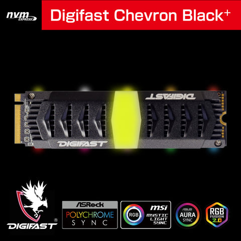 Digifast Chevron Black+ 1TB M.2 NVMe RGB SSD - Gen3x4 PCIe, M.2 2280, Toshiba BiCS3 NAND
